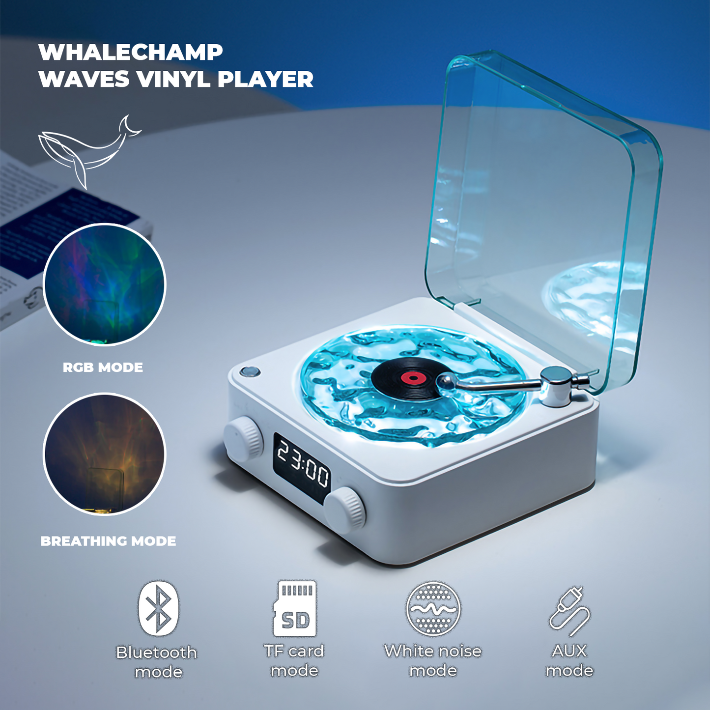 WhaleChamp Retro Waves Vinyl Music Player