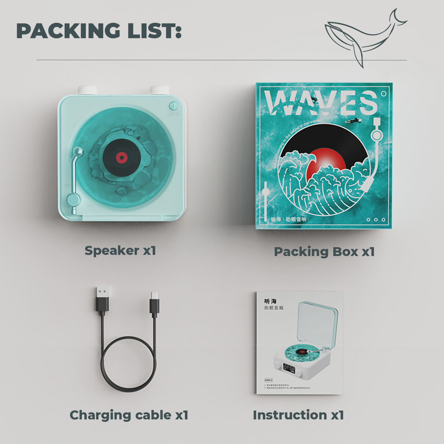 WhaleChamp Retro Waves Vinyl Music Player